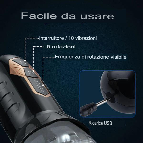 Masturbatore con rotazione automatica a 360° - Tornado